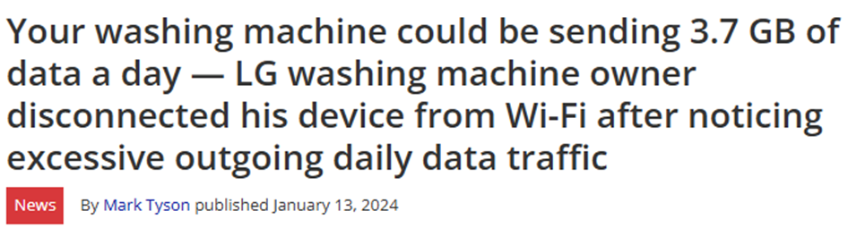 Washing machine excessive data collection.